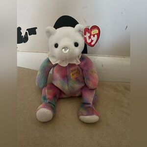 Ty Beanie Baby with Tie-Dye Body and White Head